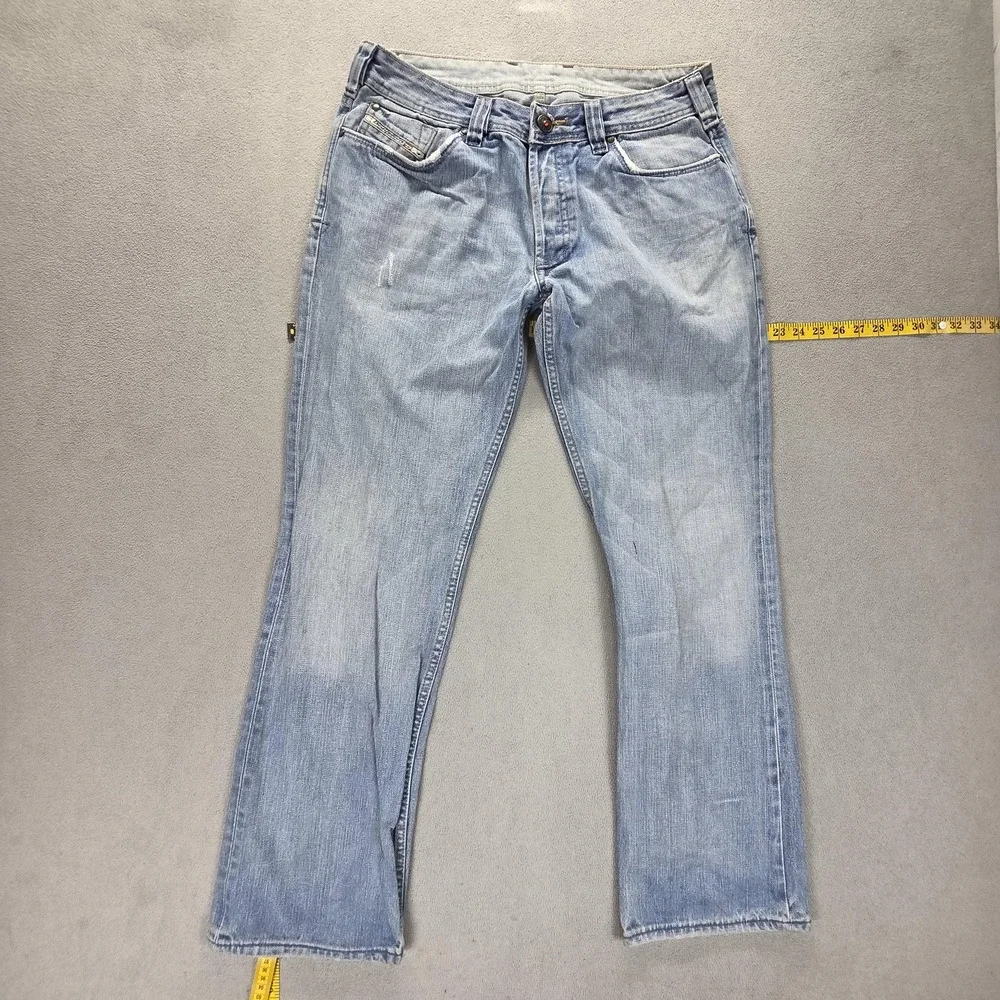 Diesel Jeans Mens 34x32 Blue Yarik Regular Straight Button Fly Made Italy 008DW